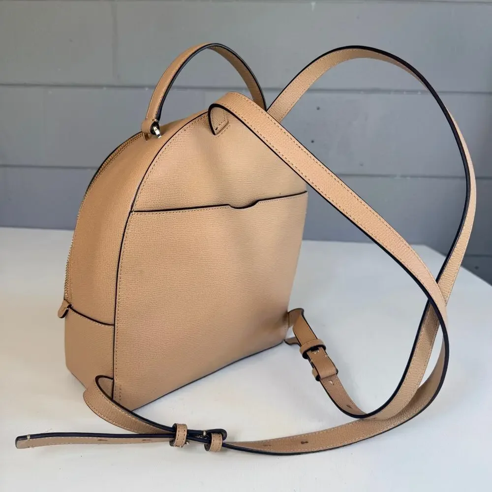 Kate Spade Sylvia Medium Backpack Blush Beige Leather Top Handle Bag